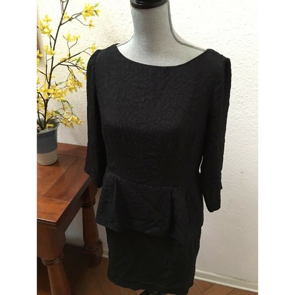Nanette Lepore Black Peplum Dress Size 10 Formal Medium RARE HTF GORGEOUS - Picture 1 of 7